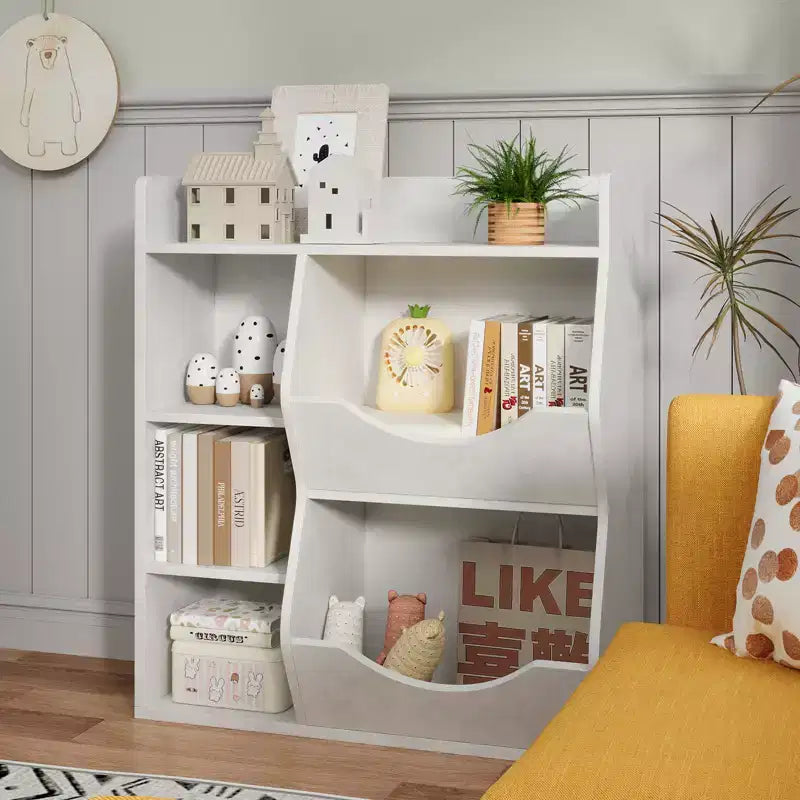 Libreria per bambini e portaoggetti per giocattoli, organizer per giocattoli a 3 livelli, mobiletto a 5 cubi, libreria per bambini