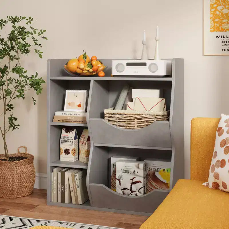 Libreria per bambini e portaoggetti per giocattoli, organizer per giocattoli a 3 livelli, mobiletto a 5 cubi, libreria per bambini