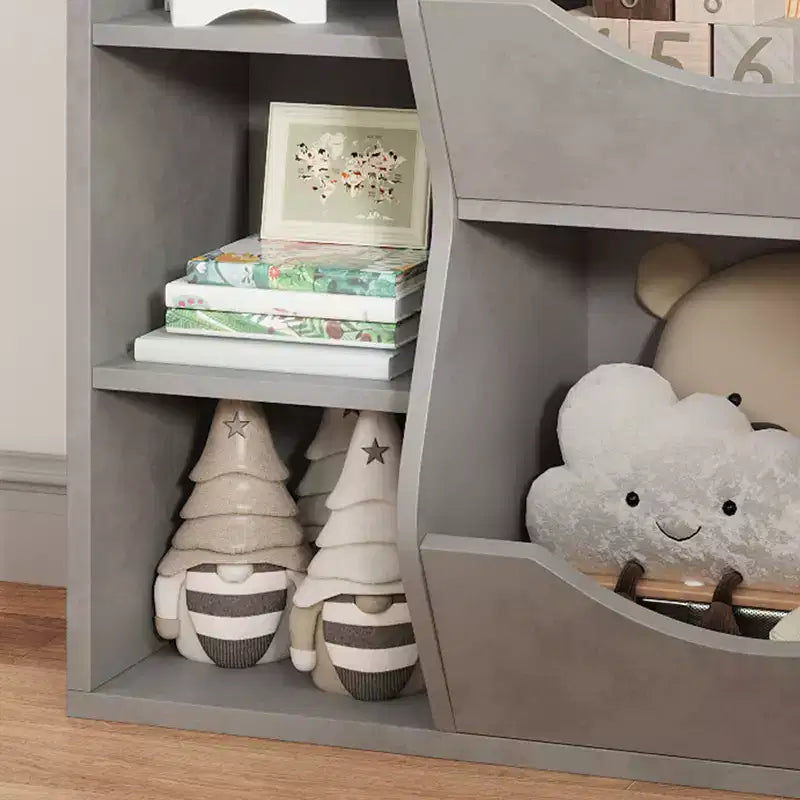 Libreria per bambini e portaoggetti per giocattoli, organizer per giocattoli a 3 livelli, mobiletto a 5 cubi, libreria per bambini