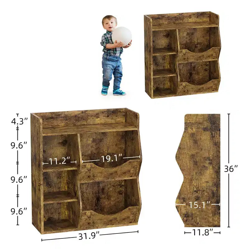 Libreria per bambini e portaoggetti per giocattoli, organizer per giocattoli a 3 livelli, mobiletto a 5 cubi, libreria per bambini
