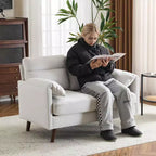 Karl Home | Divano piccolo a due posti con braccioli curvi in velluto scamosciato e cuscini – 123 cm di larghezza