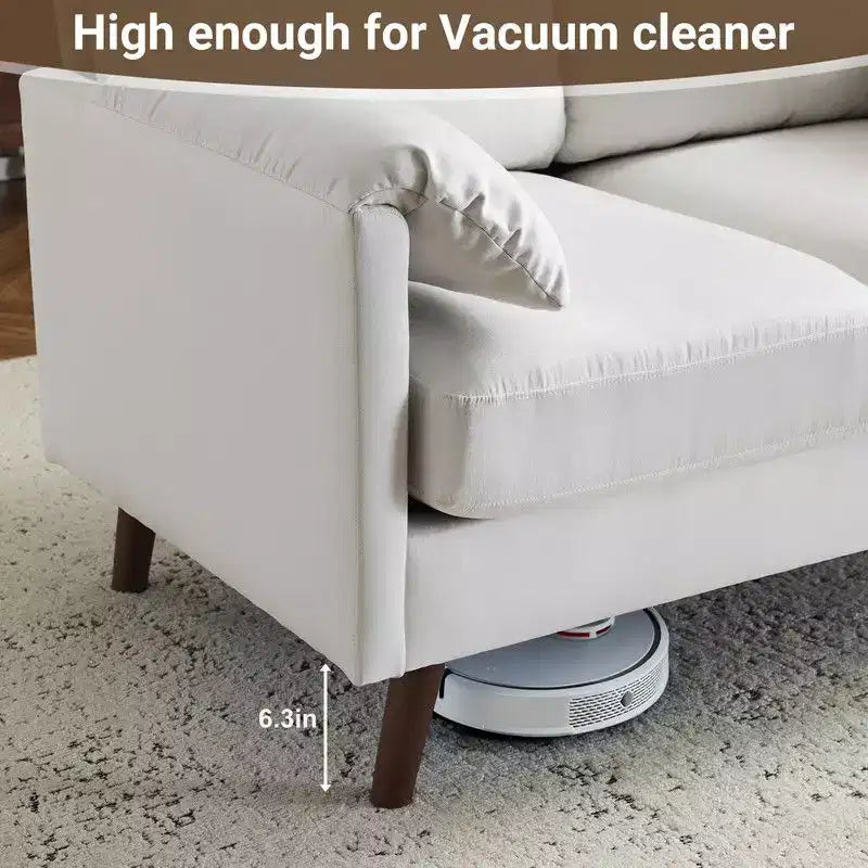 Karl Home | Divano piccolo a due posti con braccioli curvi in velluto scamosciato e cuscini – 123 cm di larghezza