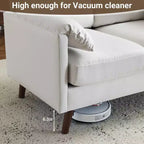 Karl Home | Divano piccolo a due posti con braccioli curvi in velluto scamosciato e cuscini – 123 cm di larghezza