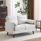 Karl Home | Divano piccolo a due posti con braccioli curvi in velluto scamosciato e cuscini – 123 cm di larghezza
