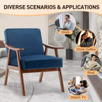 MAYEERTY Poltrona Accent con schienale ad ali in stile metà secolo, struttura in legno massello, schienale spesso, poltrona lounge per soggiorno