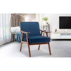MAYEERTY Poltrona Accent con schienale ad ali in stile metà secolo, struttura in legno massello, schienale spesso, poltrona lounge per soggiorno