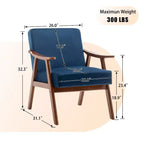 MAYEERTY Poltrona Accent con schienale ad ali in stile metà secolo, struttura in legno massello, schienale spesso, poltrona lounge per soggiorno