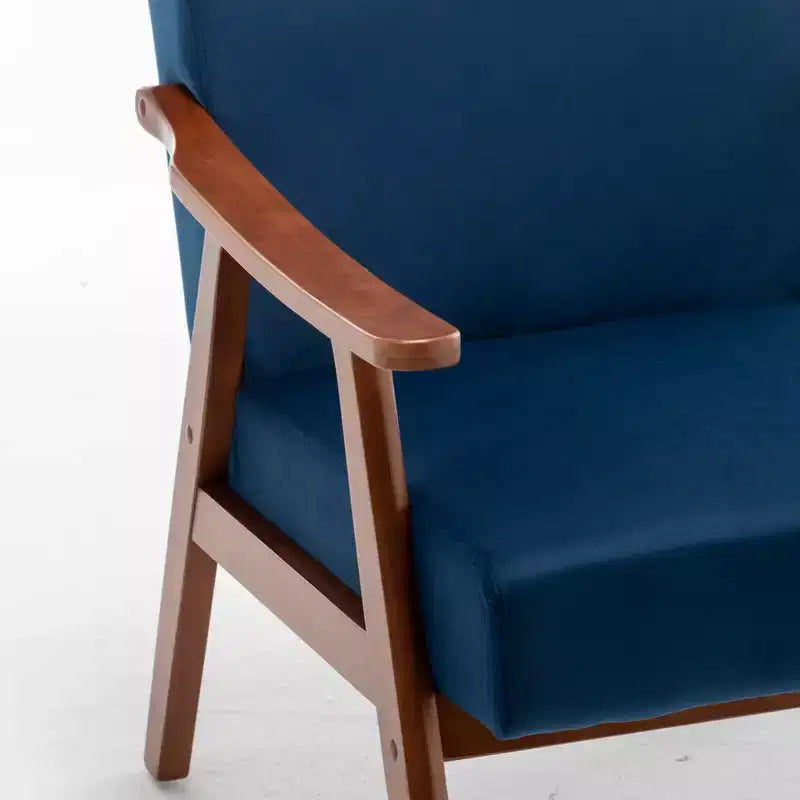 MAYEERTY Poltrona Accent con schienale ad ali in stile metà secolo, struttura in legno massello, schienale spesso, poltrona lounge per soggiorno