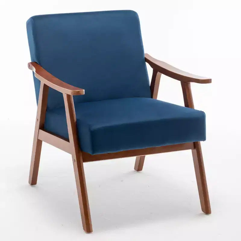 MAYEERTY Poltrona Accent con schienale ad ali in stile metà secolo, struttura in legno massello, schienale spesso, poltrona lounge per soggiorno