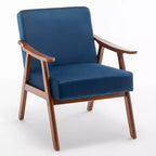 MAYEERTY Poltrona Accent con schienale ad ali in stile metà secolo, struttura in legno massello, schienale spesso, poltrona lounge per soggiorno