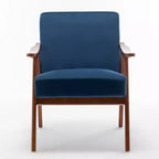 MAYEERTY Poltrona Accent con schienale ad ali in stile metà secolo, struttura in legno massello, schienale spesso, poltrona lounge per soggiorno