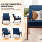 MAYEERTY Poltrona Accent con schienale ad ali in stile metà secolo, struttura in legno massello, schienale spesso, poltrona lounge per soggiorno
