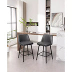 MAYEERTY Set di 2 sgabelli da bar girevoli ad altezza bancone, rotazione a 360°, imbottiti, altezza seduta 65 cm, similpelle grigia per isola cucina o pub