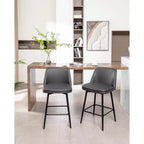 MAYEERTY Set di 2 sgabelli da bar girevoli ad altezza bancone, rotazione a 360°, imbottiti, altezza seduta 65 cm, similpelle grigia per isola cucina o pub