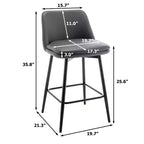 MAYEERTY Set di 2 sgabelli da bar girevoli ad altezza bancone, rotazione a 360°, imbottiti, altezza seduta 65 cm, similpelle grigia per isola cucina o pub