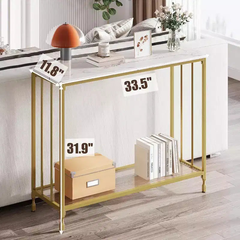 Acekool Tavolo Console Stretto per Ingresso, Tavolo da Divano Industriale con Scaffale, per Corridoio, Soggiorno, Ufficio