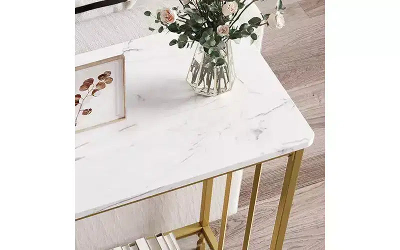 Acekool Tavolo Console Stretto per Ingresso, Tavolo da Divano Industriale con Scaffale, per Corridoio, Soggiorno, Ufficio
