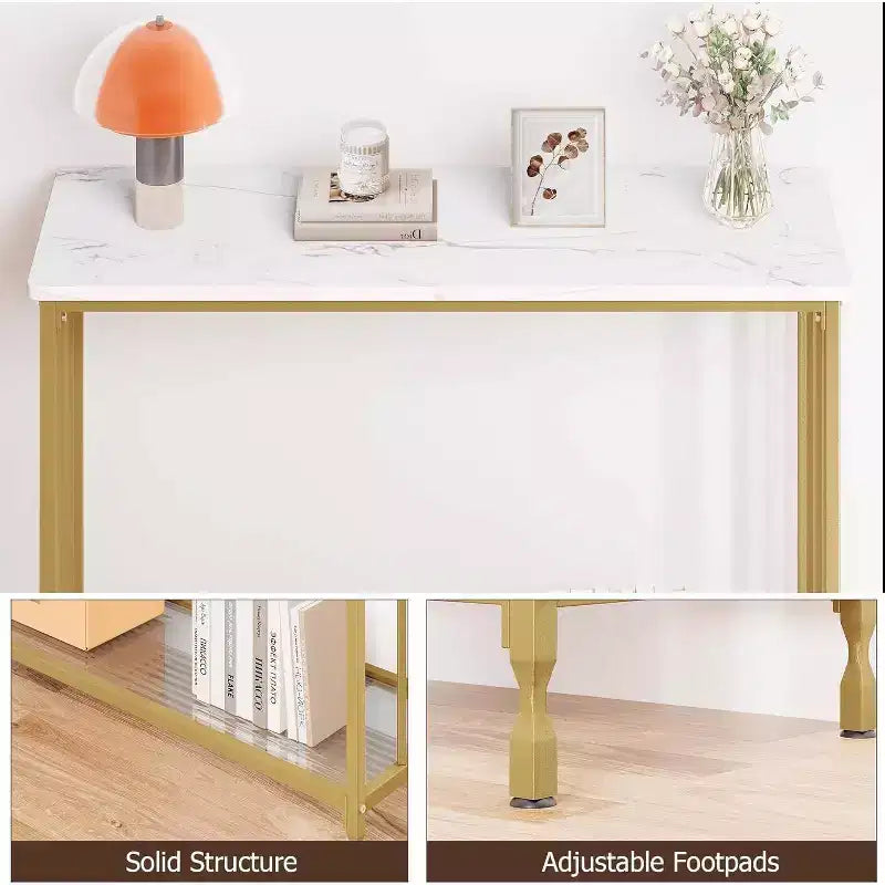 Acekool Tavolo Console Stretto per Ingresso, Tavolo da Divano Industriale con Scaffale, per Corridoio, Soggiorno, Ufficio