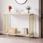 Acekool Narrow Entryway Console Table, Industrial Sofa Table with Storage Shelf, for Hallway, Living Room, Office