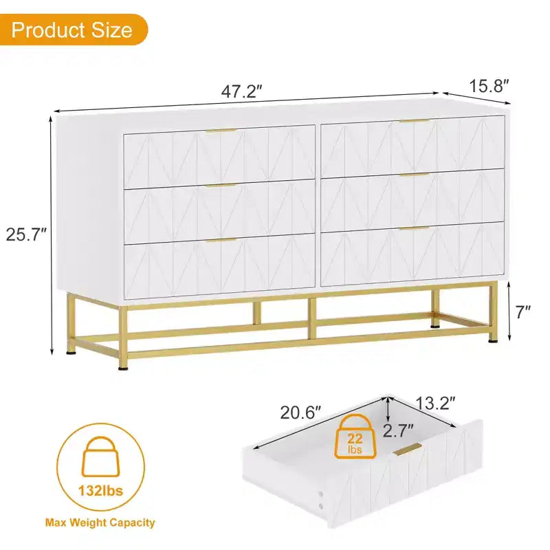 Cassettiera piccola a 6 cassetti - Comodino e organizer moderno e compatto per camera da letto/soggiorno
