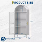 Mobili in acciaio laminato a freddo - Armadio a doppia anta con arco in ferro e vetro, 2 ante, A185 x L78 x P39 cm, spessore 0,6 mm, bianco