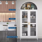 Mobili in acciaio laminato a freddo - Armadio a doppia anta con arco in ferro e vetro, 2 ante, A185 x L78 x P39 cm, spessore 0,6 mm, bianco