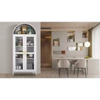 Mobili in acciaio laminato a freddo - Armadio a doppia anta con arco in ferro e vetro, 2 ante, A185 x L78 x P39 cm, spessore 0,6 mm, bianco
