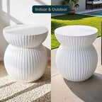 LeisureMod Mander Tavolino d'Appoggio Moderno Scanalato - Tavolino Laterale a Clessidra in Fiberstone
