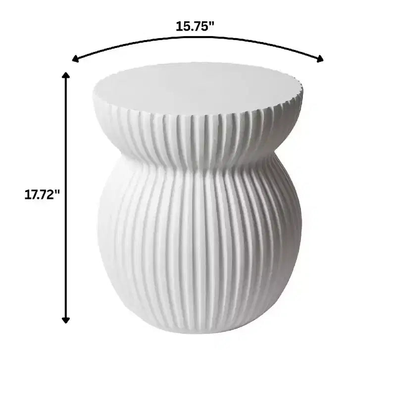 LeisureMod Mander Tavolino d'Appoggio Moderno Scanalato - Tavolino Laterale a Clessidra in Fiberstone