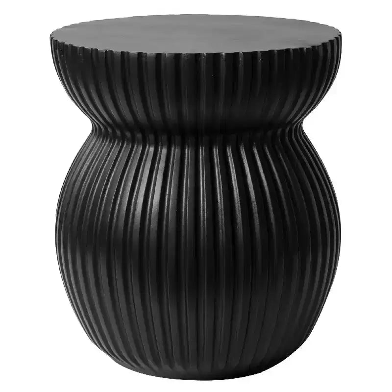 LeisureMod Mander Tavolino d'Appoggio Moderno Scanalato - Tavolino Laterale a Clessidra in Fiberstone
