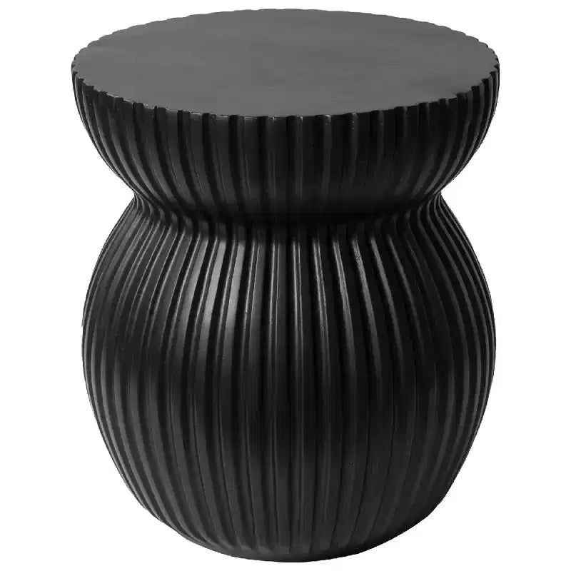 LeisureMod Mander Modern Fluted Accent Table - Fiberstone Hourglass End Table
