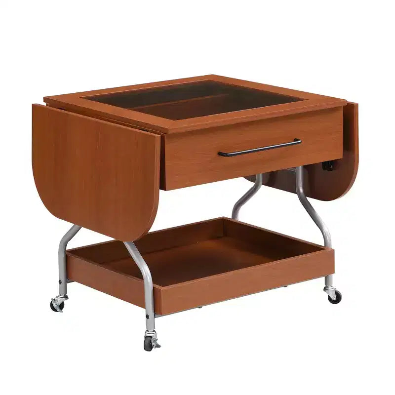 Okak Tavolino da caffè modulare in rattan a 4 pezzi, rotondo/quadrato convertibile con contenitore, tavolino da centro in legno massello e intreccio per soggiorno