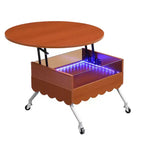 Okak Tavolino da caffè modulare in rattan a 4 pezzi, rotondo/quadrato convertibile con contenitore, tavolino da centro in legno massello e intreccio per soggiorno
