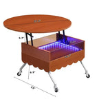 Okak Tavolino da caffè modulare in rattan a 4 pezzi, rotondo/quadrato convertibile con contenitore, tavolino da centro in legno massello e intreccio per soggiorno