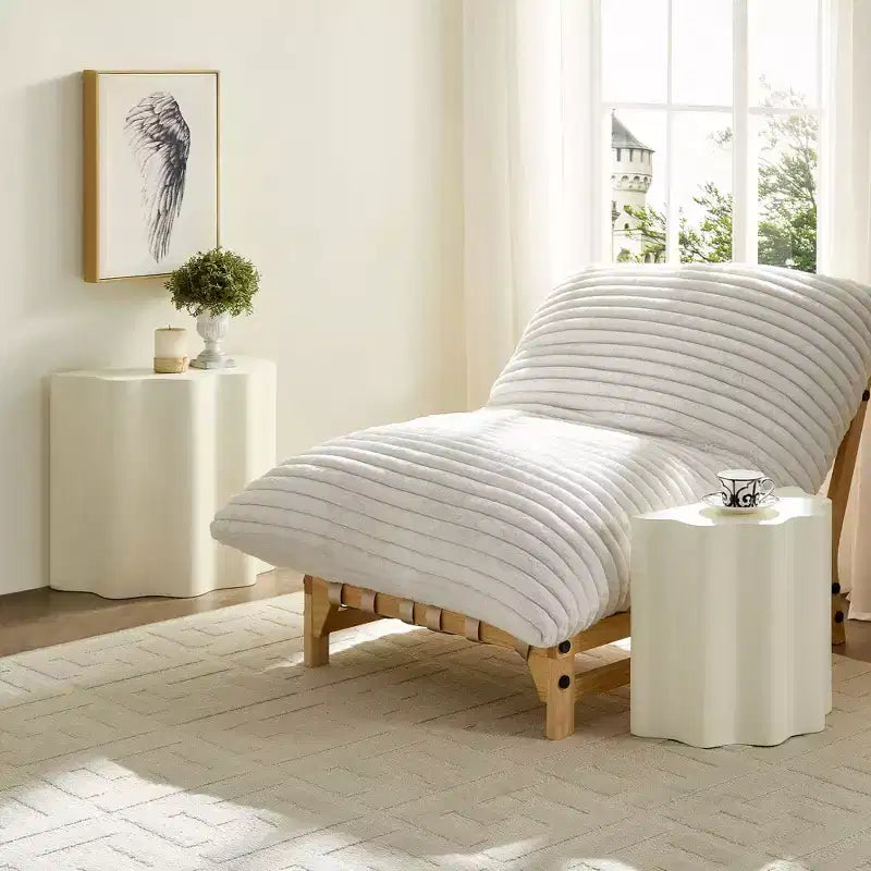 Okak Tavolini da Caffè con Bordo a Onda Moderna Set da 2, in Fibra di Vetro e Senza Montaggio, Comodini di Dimensioni da Appartamento per Soggiorno e Camera da Letto