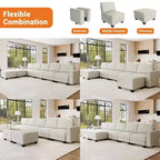 Divano Componibile Modulare a 140 Posti - Divano a U in Corduroy con Pouf Contenitore (Grigio)