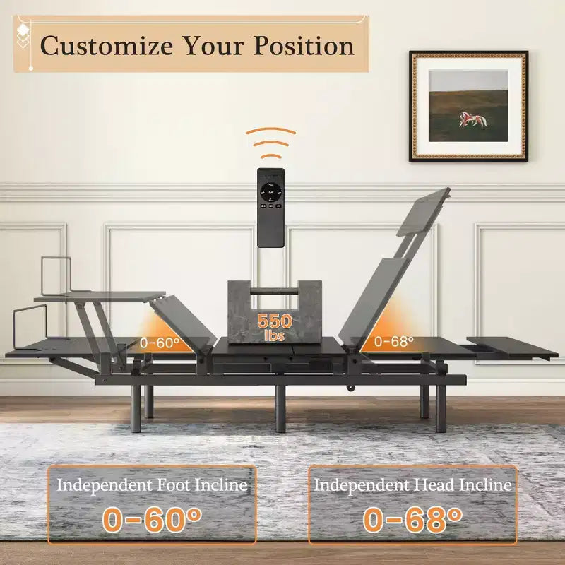 Base Acekool Twin regolabile con telecomando wireless, funzione memoria, gravità zero e motore silenzioso