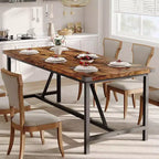 Tavolo da pranzo rettangolare da 180 cm per 8 persone, grande tavolo da cucina industriale in legno con struttura in metallo resistente, perfetto per le famiglie numerose