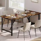 Tavolo da pranzo rettangolare da 180 cm per 8 persone, grande tavolo da cucina industriale in legno con struttura in metallo resistente, perfetto per le famiglie numerose