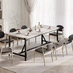 Tavolo da pranzo rettangolare da 180 cm per 8 persone, grande tavolo da cucina industriale in legno con struttura in metallo resistente, perfetto per le famiglie numerose