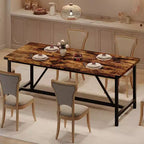 Tavolo da pranzo rettangolare da 180 cm per 8 persone, grande tavolo da cucina industriale in legno con struttura in metallo resistente, perfetto per le famiglie numerose