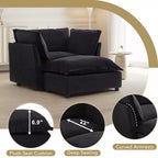 Divano poltrona Whisen Chenille con pouf mobile, seduta ampia, braccioli curvi e morbidi cuscini