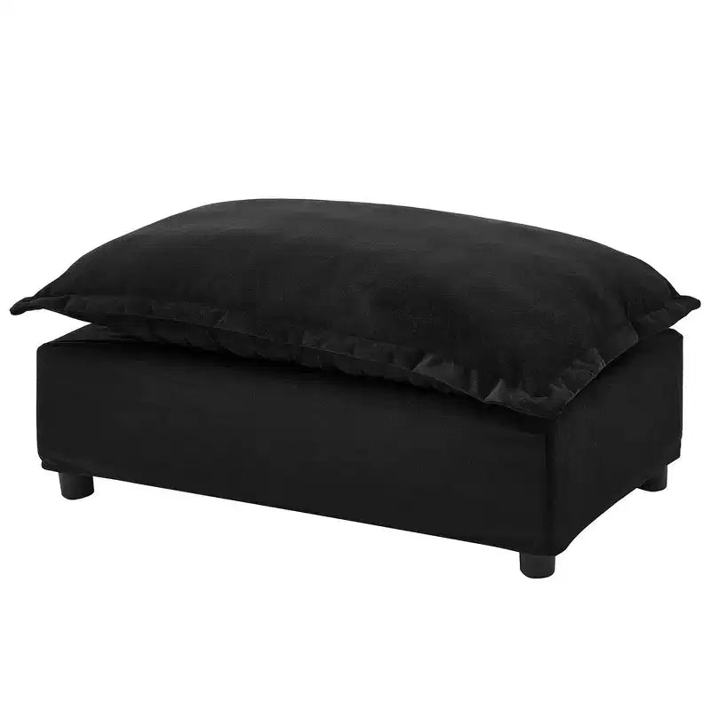 Divano poltrona Whisen Chenille con pouf mobile, seduta ampia, braccioli curvi e morbidi cuscini
