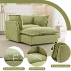 Divano poltrona Whisen Chenille con pouf mobile, seduta ampia, braccioli curvi e morbidi cuscini