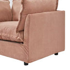 Divano poltrona Whisen Chenille con pouf mobile, seduta ampia, braccioli curvi e morbidi cuscini
