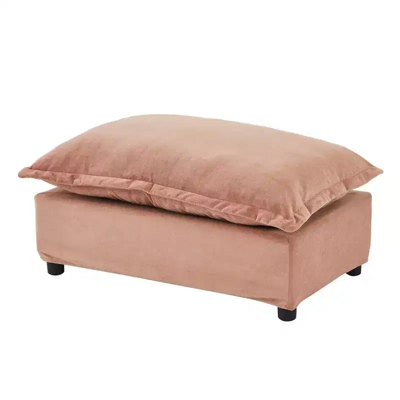 Divano poltrona Whisen Chenille con pouf mobile, seduta ampia, braccioli curvi e morbidi cuscini
