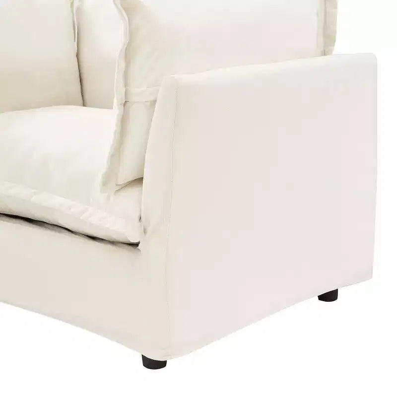 Divano poltrona Whisen Chenille con pouf mobile, seduta ampia, braccioli curvi e morbidi cuscini
