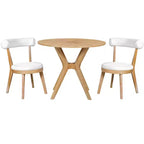 3 Piece Round Dining Table Set for 2, Dining Set Kitchen Table Set Breakfast Nook Table Set with 2 Upholstered Dining Chairs - ModernLuxe