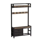 MAYEERTY Appendiabiti da Ingresso con 2 Cassetti Spostabili, Scaffali Porta Scarpe e Appendiabiti, Panchina da Ingresso 5 in 1 con 23 Ganci