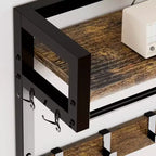 MAYEERTY Appendiabiti da Ingresso con 2 Cassetti Spostabili, Scaffali Porta Scarpe e Appendiabiti, Panchina da Ingresso 5 in 1 con 23 Ganci